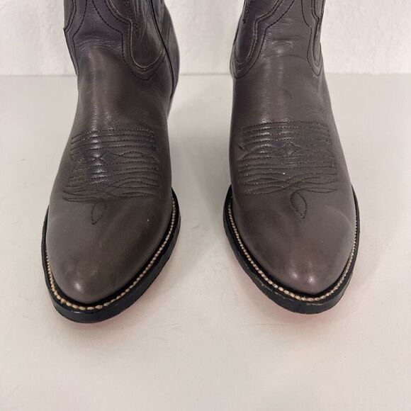 Double H Grey Leather Tall Western Heeled Cowboy Boots - Picture 5 of 14